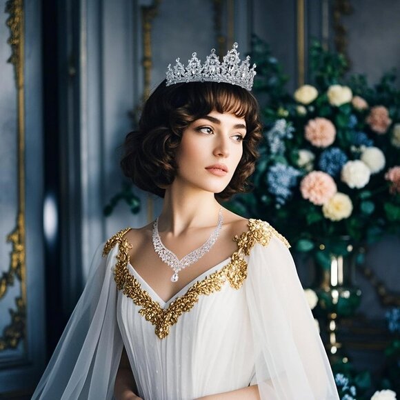 Crowns and Tiaras Jewelry Sets Alloy Steel Crystal Perfect for Weddings - Picture 3 of 9